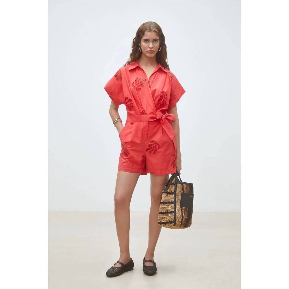 NEW SUNCOO women's tracy romper in geranium